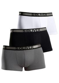 s.Oliver RED LABEL, Herren Boxershorts 3er Pack, Grau / Schwarz / Wei&szlig;