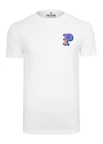Mister Tee, Herren T-Shirt 'Pocket P', Blau / Lila / Hellorange / Wei&szlig;