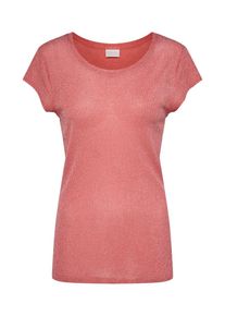 Vila, Damen Shirt mit Glitzereffekt, Pastellrot