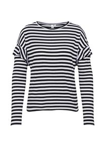 Q/S Designed By, Damen Langarmshirt, Schwarz / Wei&szlig;