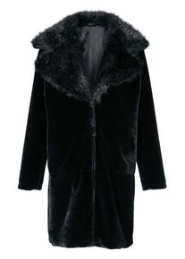 Heine, Damen Webpelzmantel, Schwarz