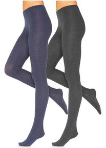 Lavana, Damen Rippenstrumpfhose (2 Stck.), Marine / Dunkelgrau