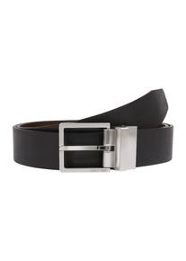 Calvin Klein, Herren Breiter Ledergürtel mit markanter Dornschließe 3.5cm, Braun / Schwarz