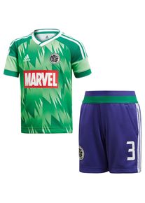 adidas Performance, Set: T-Shirt + Shorts 'Hulk', Gr&uuml;n / Brombeer