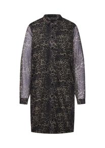 Object, Damen Kleid 'OBJVIVIANA L/S SHIRT DRESS A RT', Braun / Schwarz