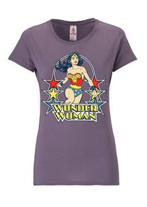 logoshirt, Damen T-Shirt 'Wonder Woman', Gelb / Dunkellila / Rot