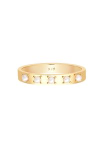 Elli, Damen Bandring 'Perlen', Gold / Perlwei&szlig;