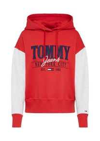 Tommy Jeans, Damen Hoodie 'TJW CROPPED LOGO HOODIE', Creme / Dunkelblau / Rot