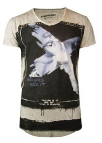 Trueprodigy, Herren T-Shirt 'Girl & Beer', Hellblau / Grau / Schwarz