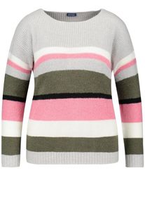 SAMOON, Damen Pullover, Grau / Khaki / Pink