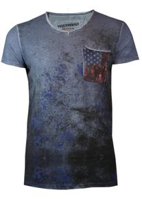 Trueprodigy, Herren T-Shirt 'American Pocket', Himmelblau / Dunkelblau / Pastellrot