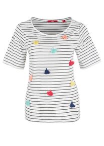 s.Oliver RED LABEL, Damen Jerseyshirt, Marine / Weiß