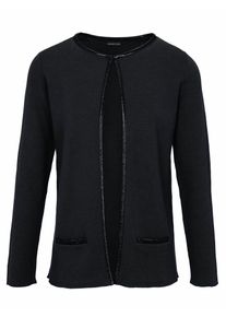 Heine, Damen Strickjacke Mit Paspelierung, Schwarz