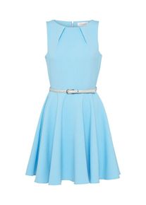Closet London, Damen Etuikleid mit Gürtel, Hellblau / Silber