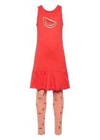 name it, Mädchen Kleid-Leggings-Set, Rosa / Rot