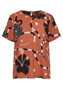 Selected Femme, Damen Oberteil, Orangerot / Schwarz / Weiß