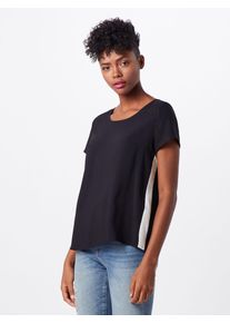 Only, Damen Blusen 'onlFIRST SS PANEL TOP WVN', Schwarz / Weiß
