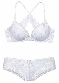 Lascana, Damen Push-up-BH + Panty (2-tlg.), Weiß
