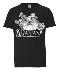 logoshirt, Herren T-Shirt 'Avengers', Schwarz / Weiß