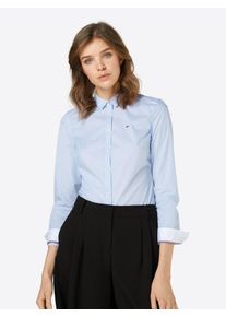 Tommy Jeans, Damen klassische Bluse, Rauchblau / Weiß