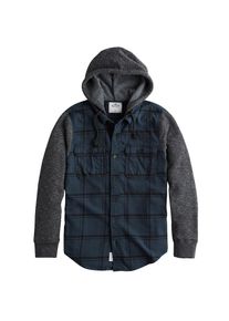 Hollister, Herren Hemd 'LS FLANNEL HOOD PATTERN 3CC', Blau