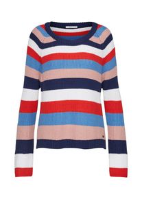 EDC by Esprit, Damen Pullover 'spiped', Nachtblau / Puder / Rot / Weiß