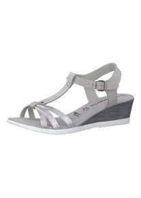 Tamaris, Damen Sandale 'Medium Sandal Glitter', Grau / Silber / Wei&szlig;