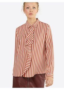 Saint Tropez, Damen Bluse 'TWO TONE STRIPE P SHIRT', Rostrot / Weiß