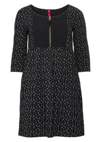 sheego Casual, Damen Jerseykleid, Grau / Schwarz