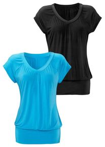 Lascana, Damen Shirt, Neonblau / Schwarz