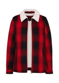 Review, Damen Übergangsjacke 'FUR CHECK', Rot / Schwarz