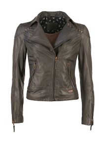 Mustang, Damen Lederjacke, mit asymmetrischem Reißverschluss 'Rita', Schwarz