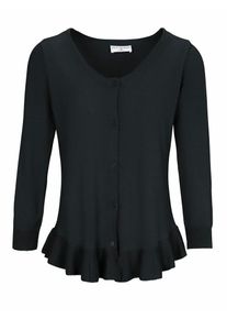 Heine, Damen Cardigan mit Volant, Schwarz