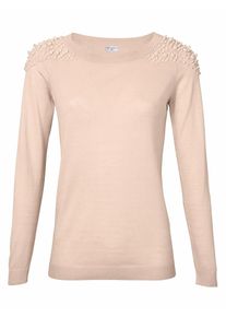 Heine, Damen Pullover mit Perlenbesatz, Nude