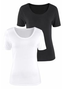 Vivance, Damen T-Shirts (2 Stück), Schwarz / Weiß