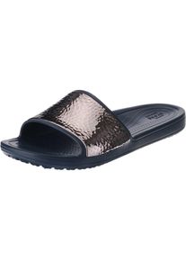 Crocs, Damen Pantoletten 'Sloane Hammered Met Slide W', Blau / Bronze