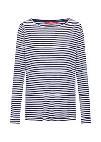 s.Oliver RED LABEL, Damen Shirt 'Lurex', Navy / Weiß