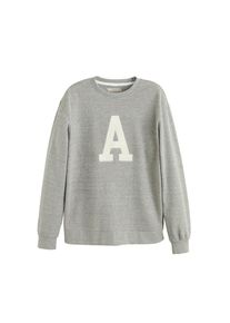 Mango Man, Herren Sweatshirt 'Inter', Graumeliert / Wei&szlig;