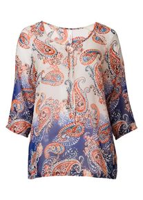sheego Trend, Damen Trend Tunika mit 3/4 Ärmel, Blau / Orangerot / Weiß