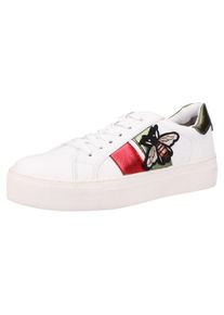 Marco Tozzi, Damen Sneaker, Dunkelgr&uuml;n / Rot / Wei&szlig;