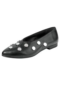 Heine, Damen Ballerina, Schwarz / Silber