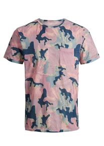Jack & Jones JACK & JONES, Herren T-Shirt 'Camo', Hellblau / Dunkelblau / Rosa