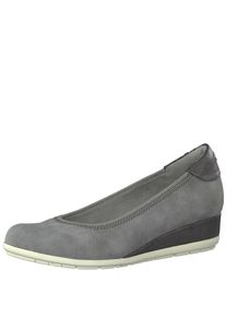 s.Oliver RED LABEL, Damen Slipper 'Ballerina mit kleinem Keilabsatz', Grau