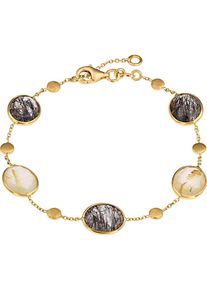 Christ, Damen Armband '87482294', Gold / Dunkelgrau / Perlweiß