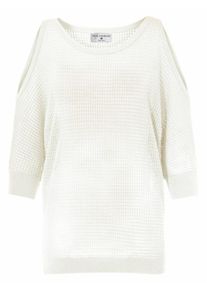 Heine, Damen Longpullover mit Cut-Outs an den Schultern, Ecru