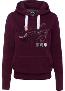 Superdry, Damen Sweatshirt, Beere / Wei&szlig;