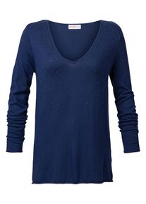sheego Style, Damen Glitzernder Pullover, Blau