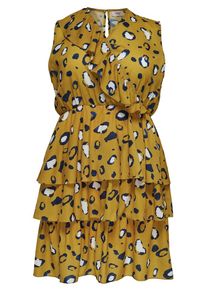 Only Carmakoma, Damen Kleid, Blau / Goldgelb / Weiß