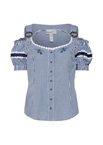 Marjo, Damen Bluse 'Britt-Maren', Dunkelblau / Wei&szlig;