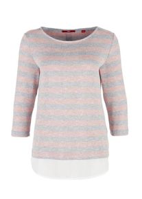 s.Oliver RED LABEL, Damen Shirt, Grau / Pastellpink / Wei&szlig;
